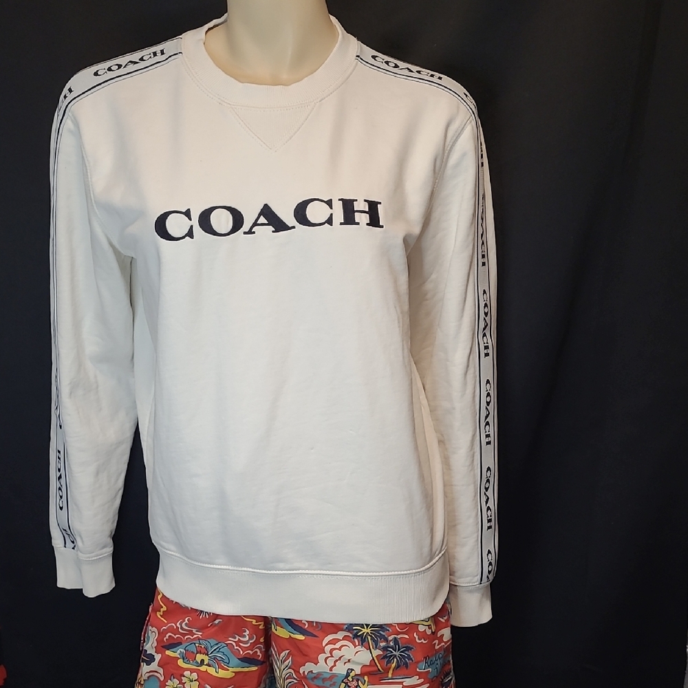 Coach White Crewneck Sweater SIZE SMALL